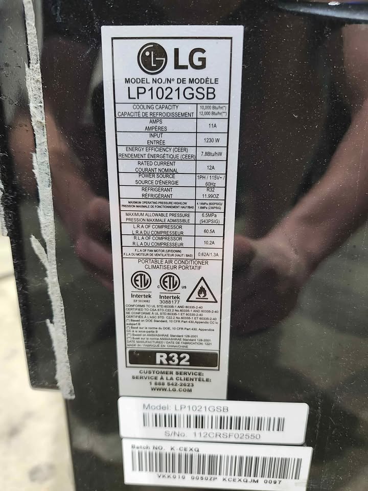 LG LP1021GSP Portable Air Conditioner 10000 BTU