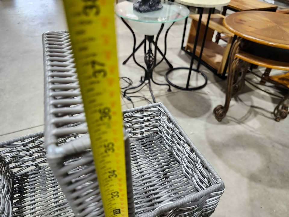 Grey Wicker 4-Tier Basket Organizer