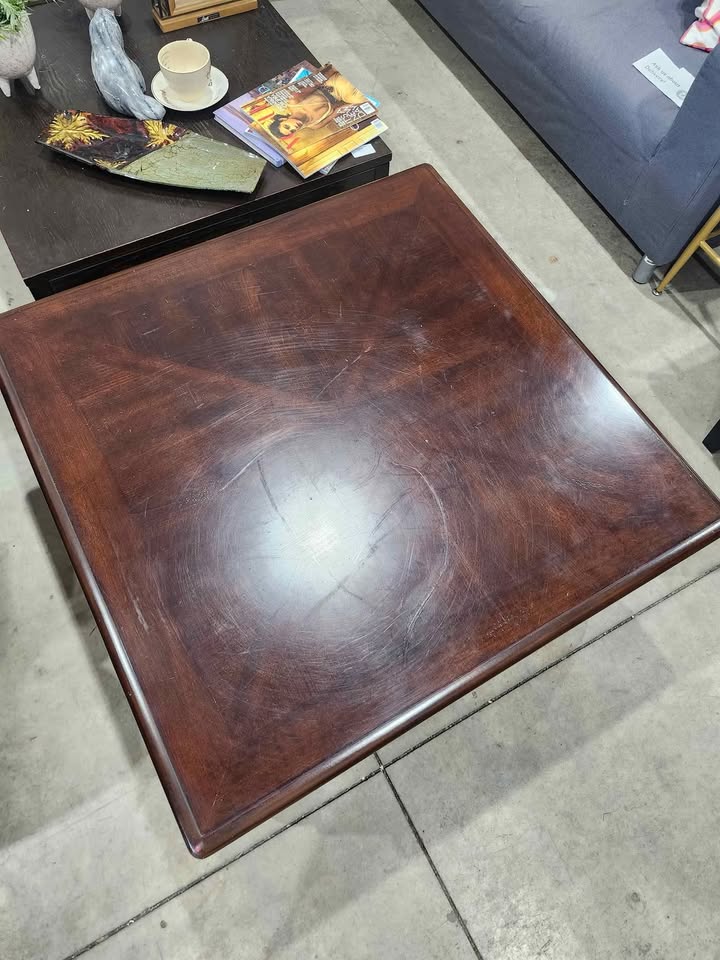 Dark Wood Coffee Table with Two Drawers