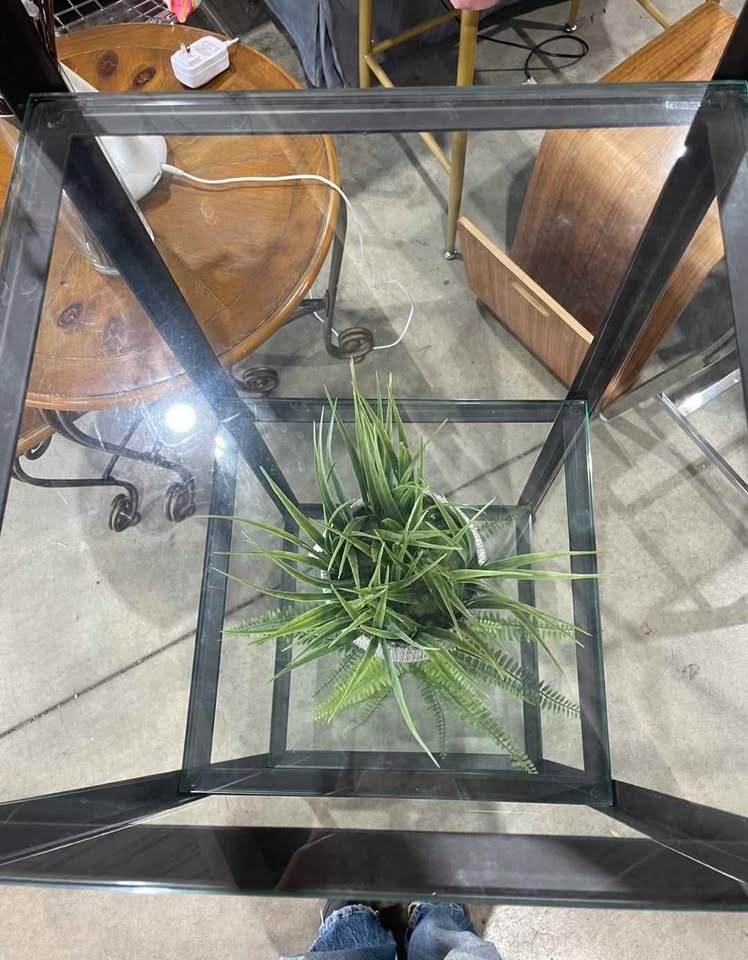 Glass and Metal 4-Tier Display Shelf
