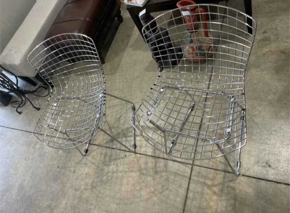 Pair of Modern Wire Mesh Chairs
