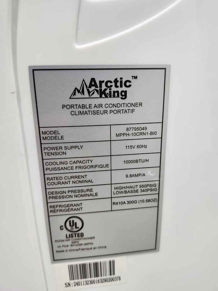 Arctic King Portable Air Conditioner - 10000 BTU