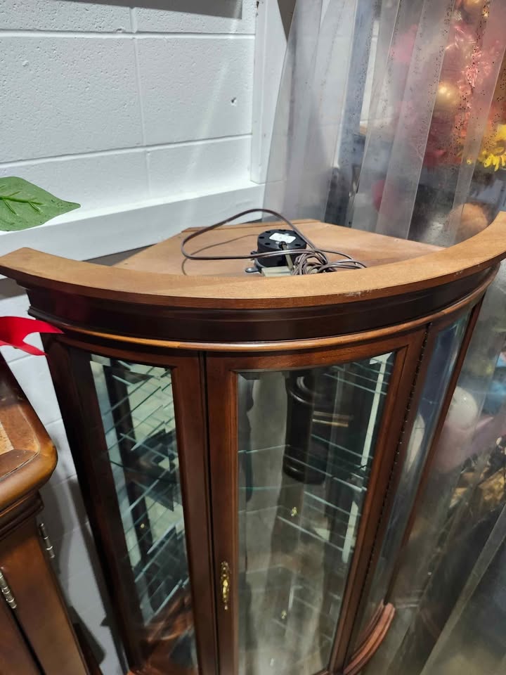 Corner Lighted Curio Cabinet w/ Glass Shelves - Jasper Cabinets