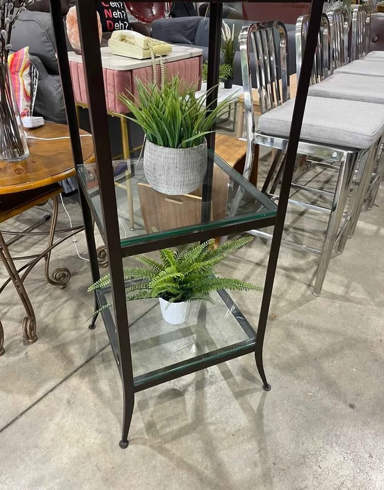 Glass and Metal 4-Tier Display Shelf