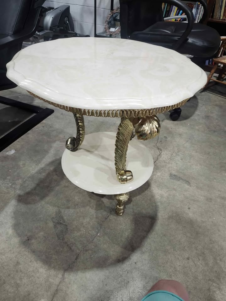 Vintage Marble Top/Gold Side Table