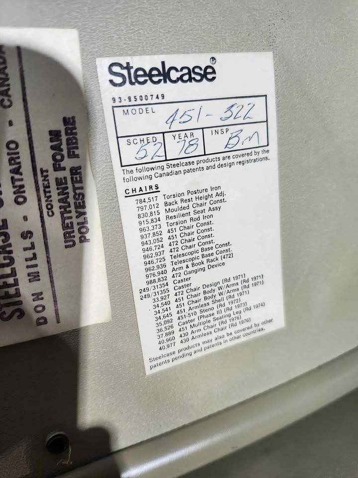 Retro Steelcase 451 Mustard Office Chairs 1978 - 6 Available