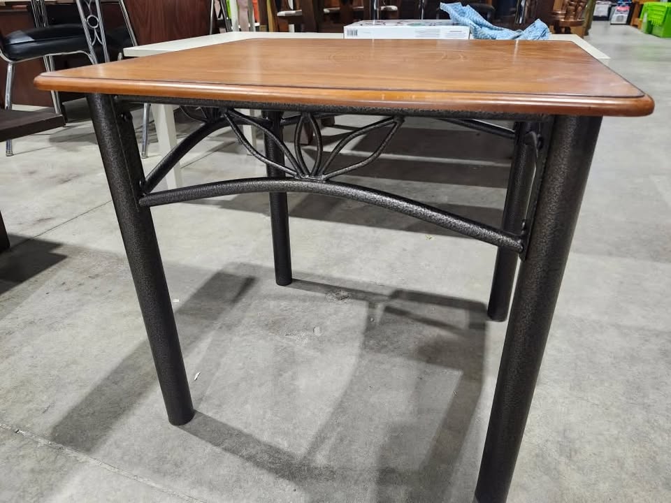 Small Wood & Metal Accent Table
