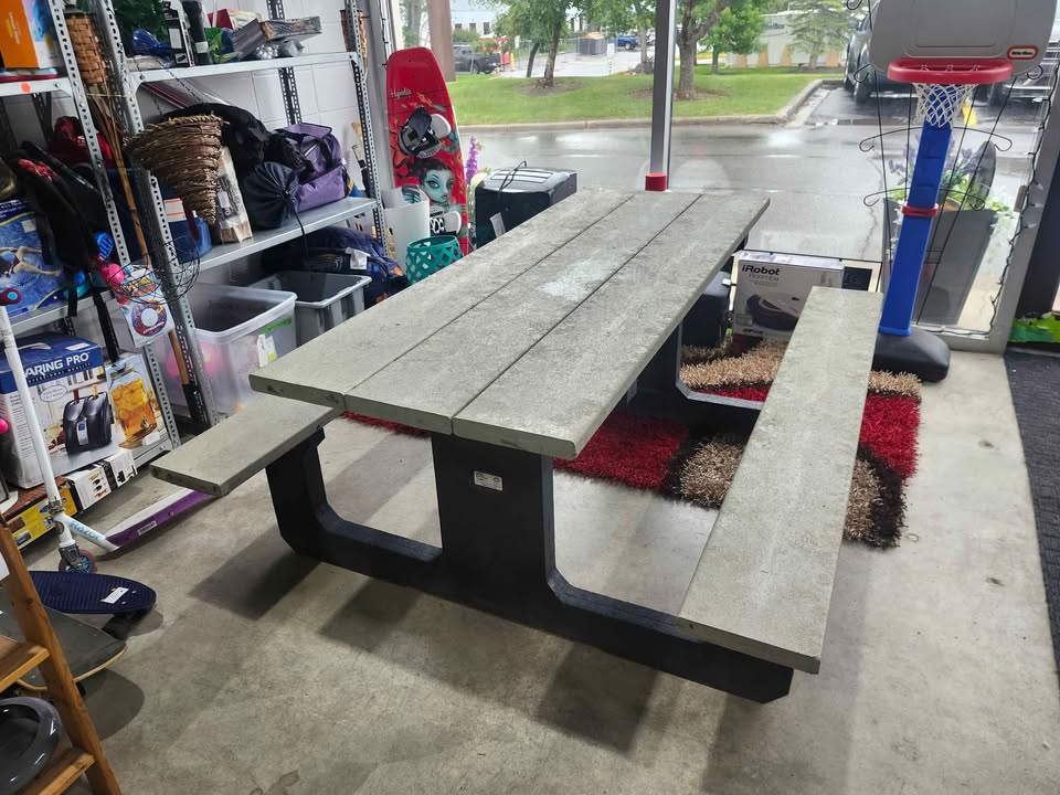 Large Heavy Duty Outdoor Picnic Table - Stone Effect