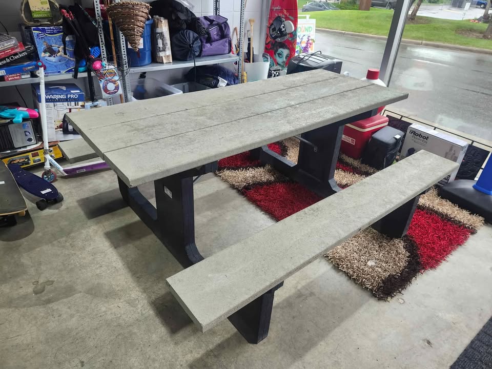 Large Heavy Duty Outdoor Picnic Table - Stone Effect