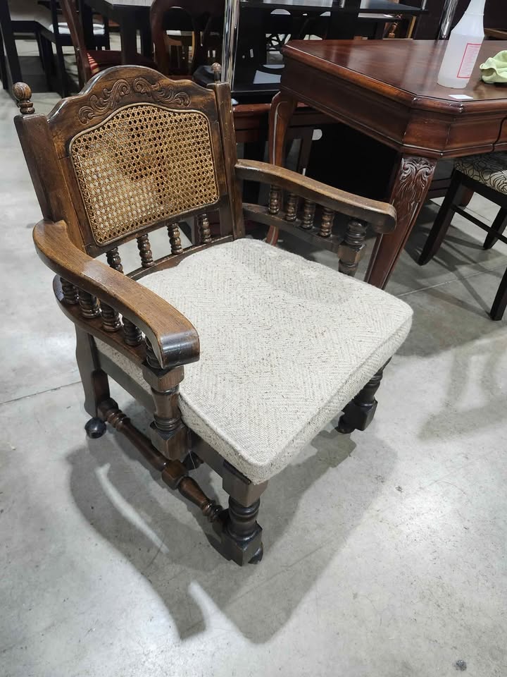 Vintage Wood Framed Rolling Chair