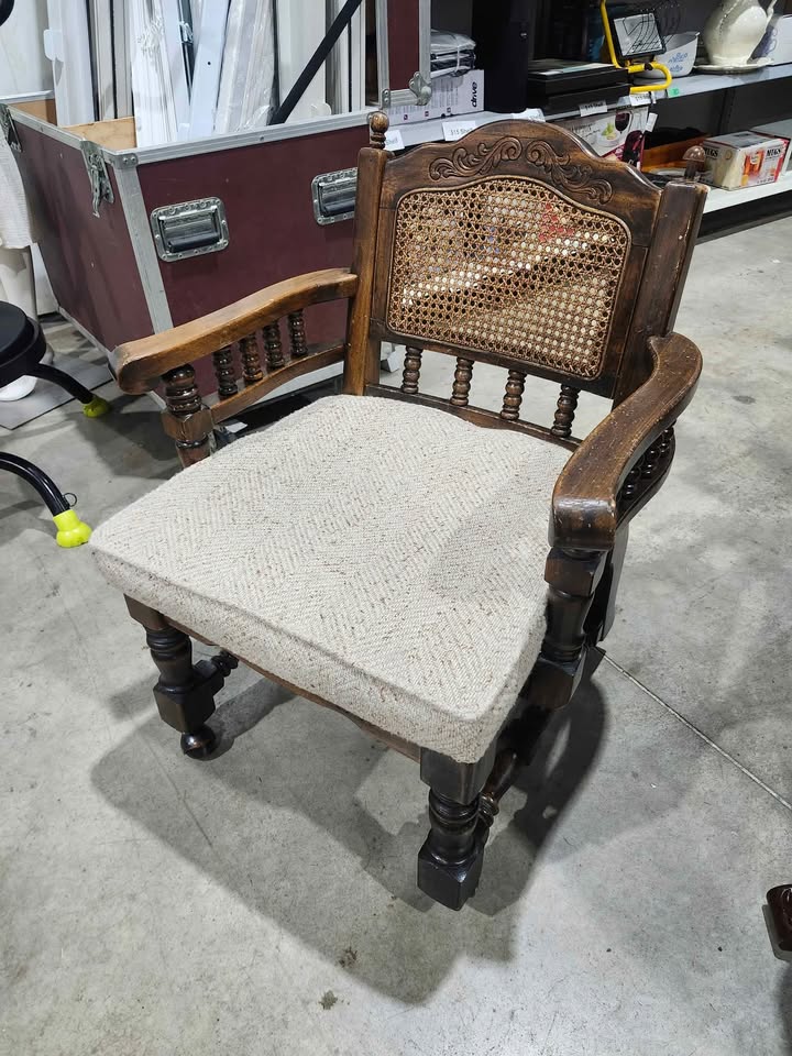 Vintage Wood Framed Rolling Chair