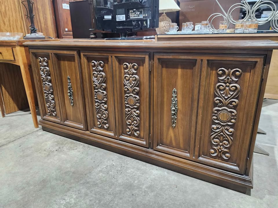 Vintage Walnut Buffet Sideboard