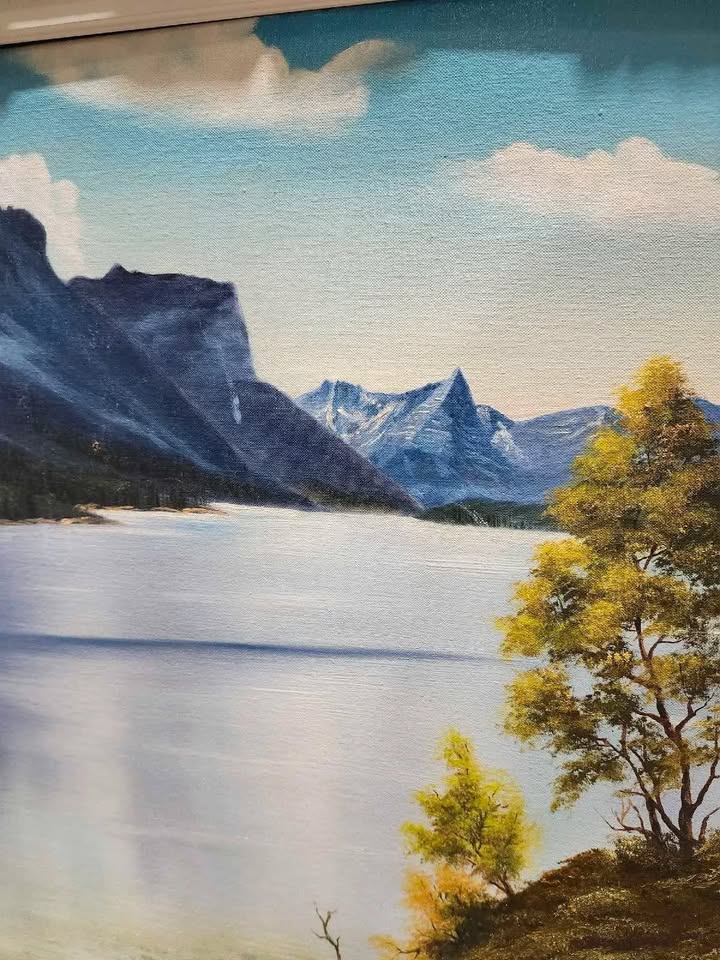 Framed Original Lake Oil Painting