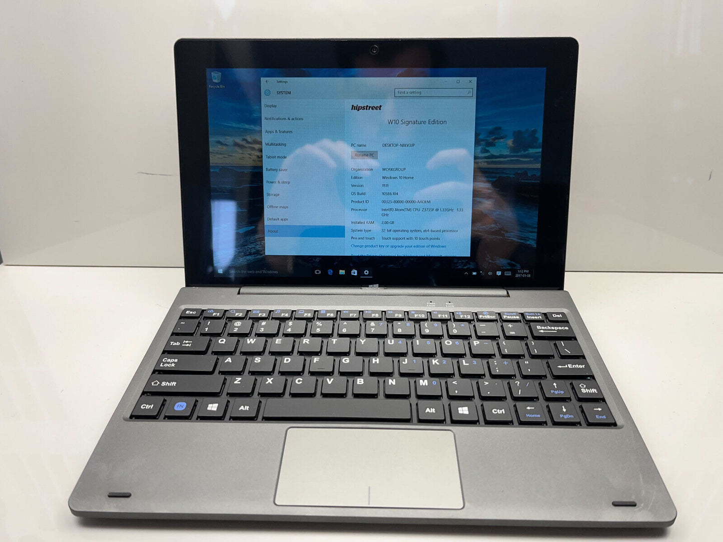 Hipstreet 10DTB38-32GB Tablet PC Atom Z3735F @ 1.33 GHz 2GB RAM 32GB eMMC Win 10