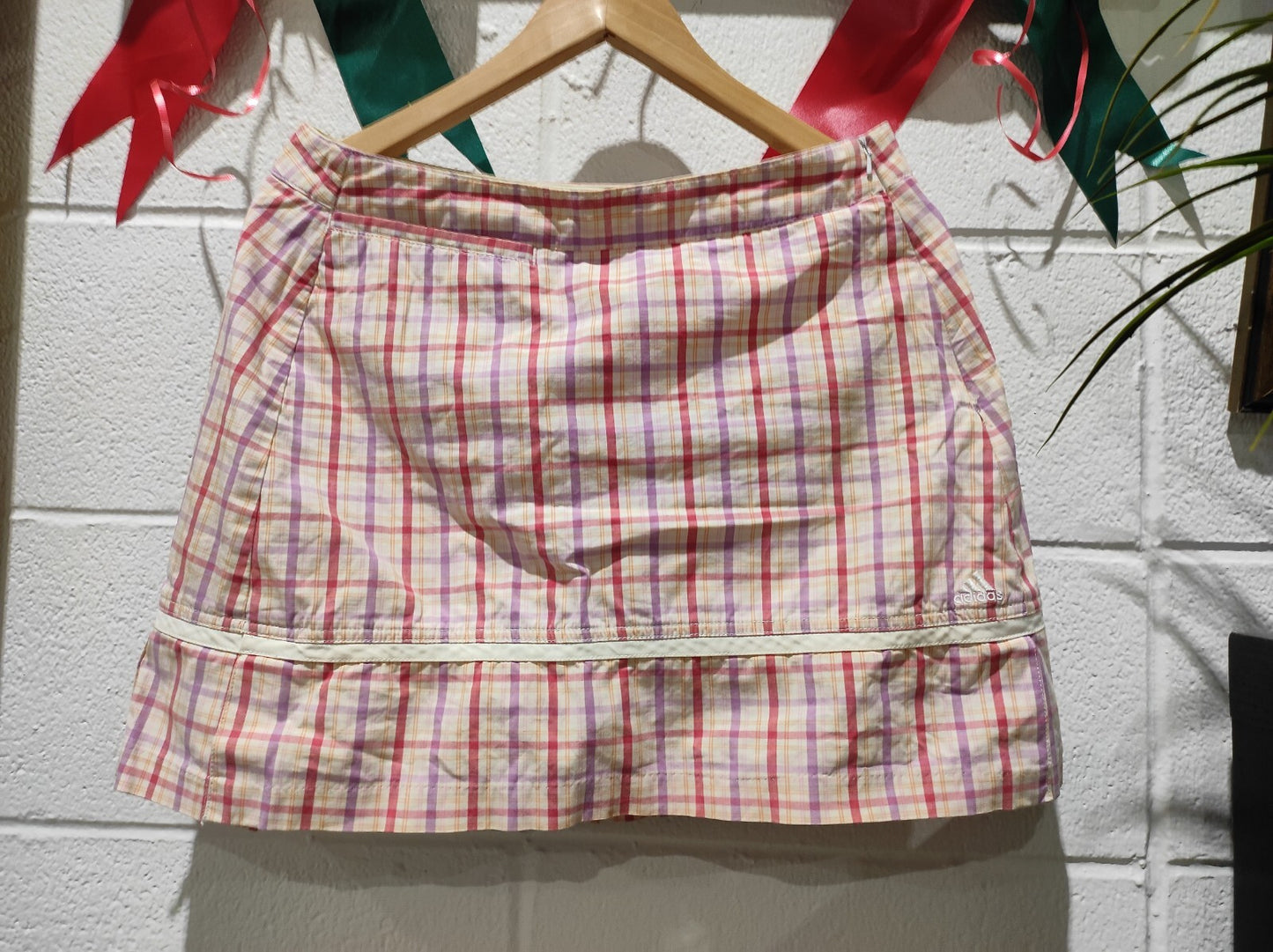 Adidas Golf Skort 8 Size Pink & Purple Plaid Check Pleated Hem