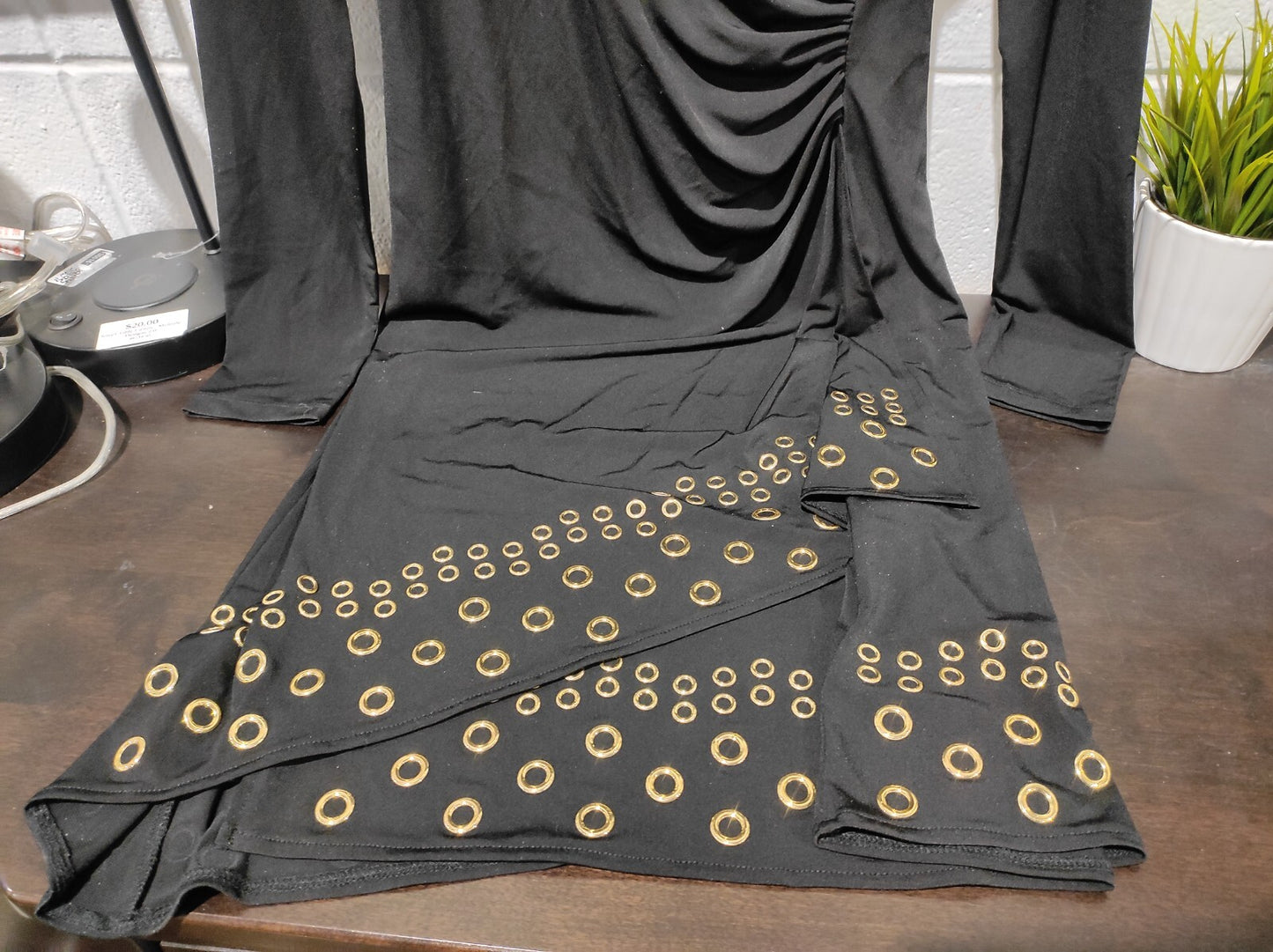 Michael Kors Black Dress - Faux Wrap - Grommet Hem - Large