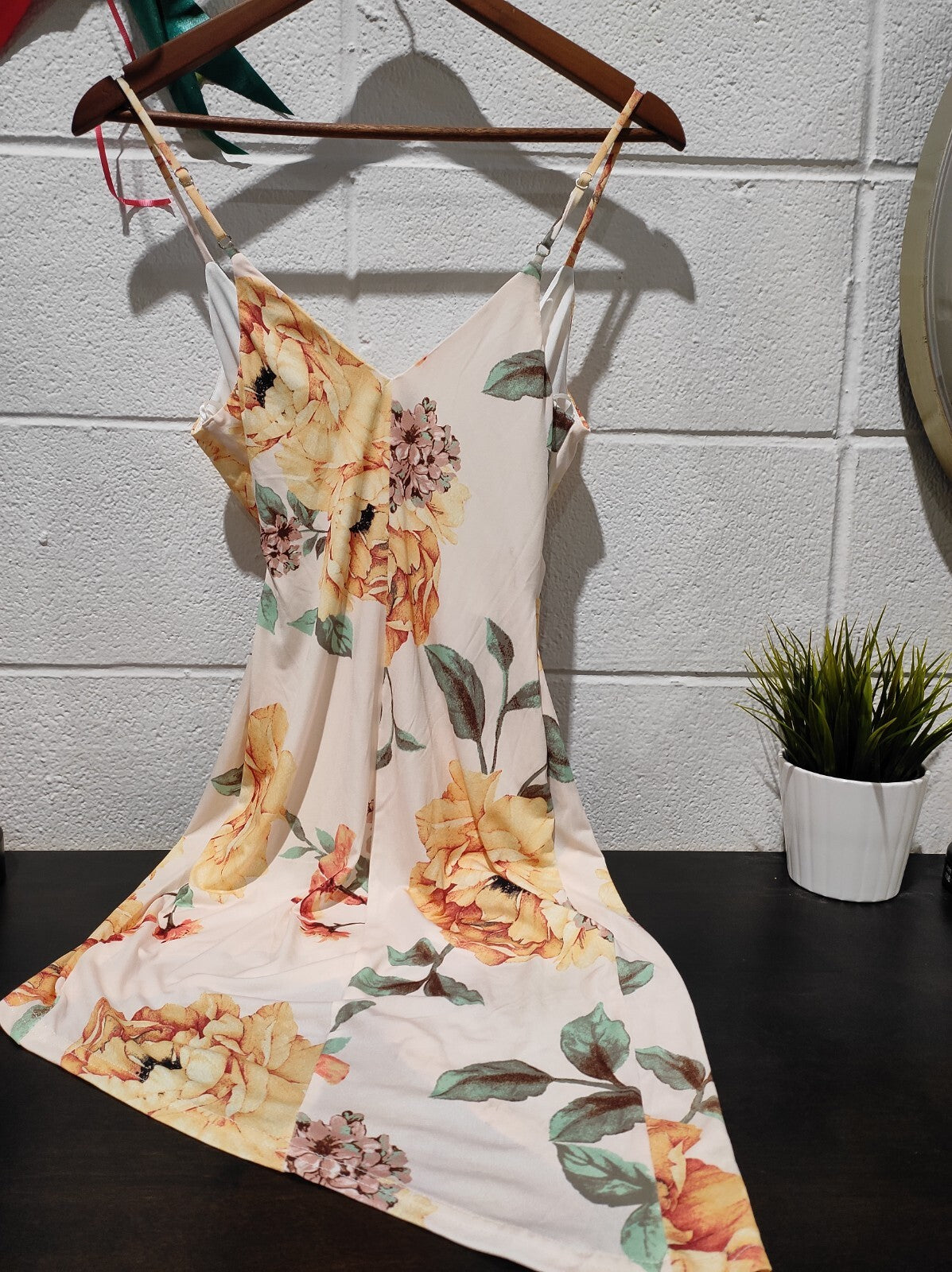 Seduction Trac Size- S Midi Strappy Back Floral Tank Dress Petal Pink