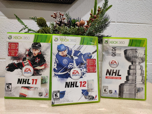 3 Game Lot Xbox 360 Hockey – NHL 11, NHL 12, and NHL Legacy Edition
