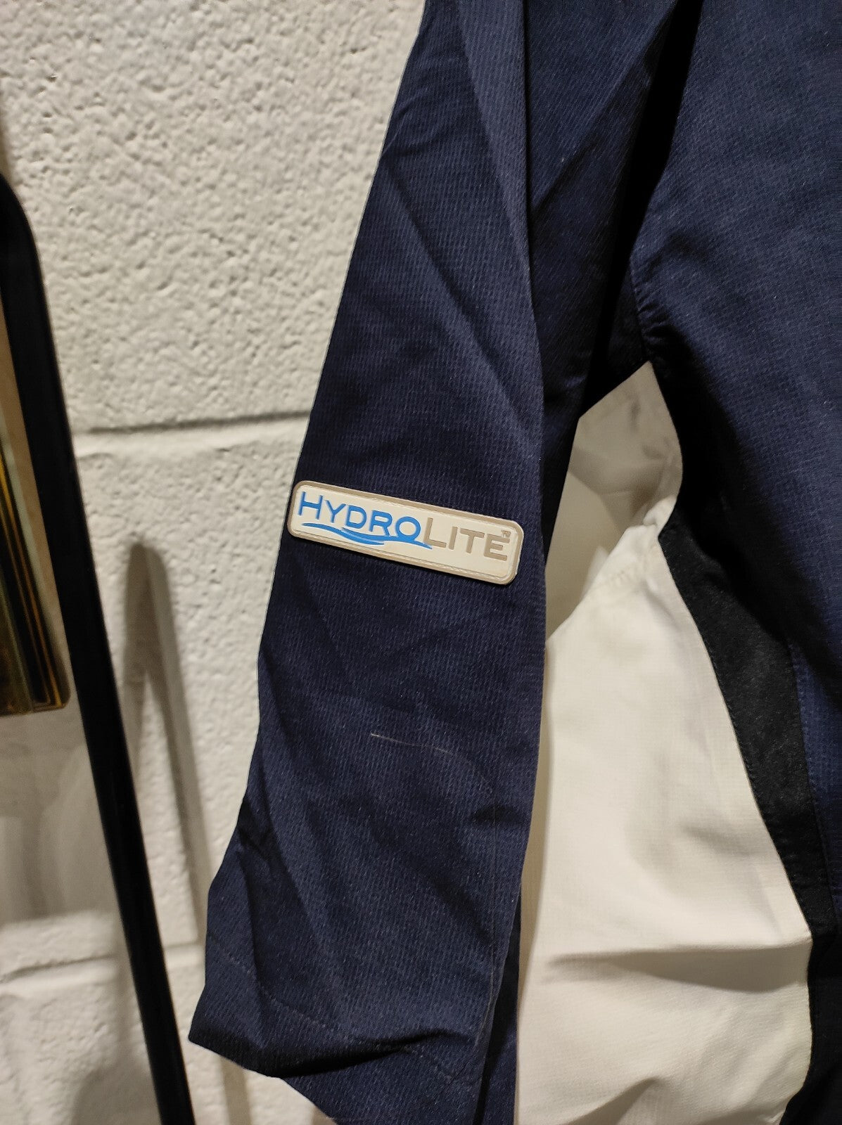 FJ Dryjoys Men Large Navy White Hydrolite Windbreaker 1/2 Zip Golf Wear