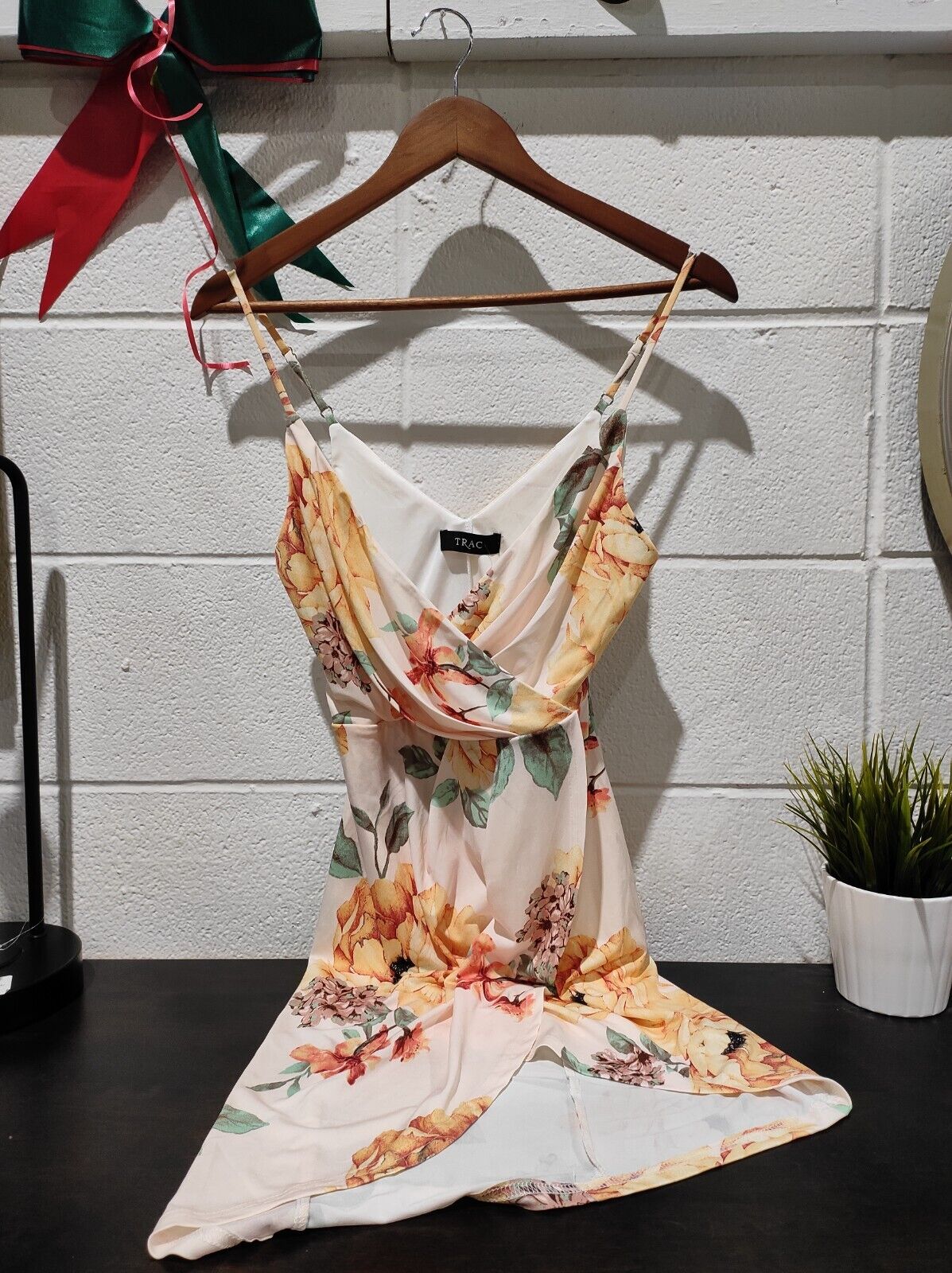 Seduction Trac Size- S Midi Strappy Back Floral Tank Dress Petal Pink