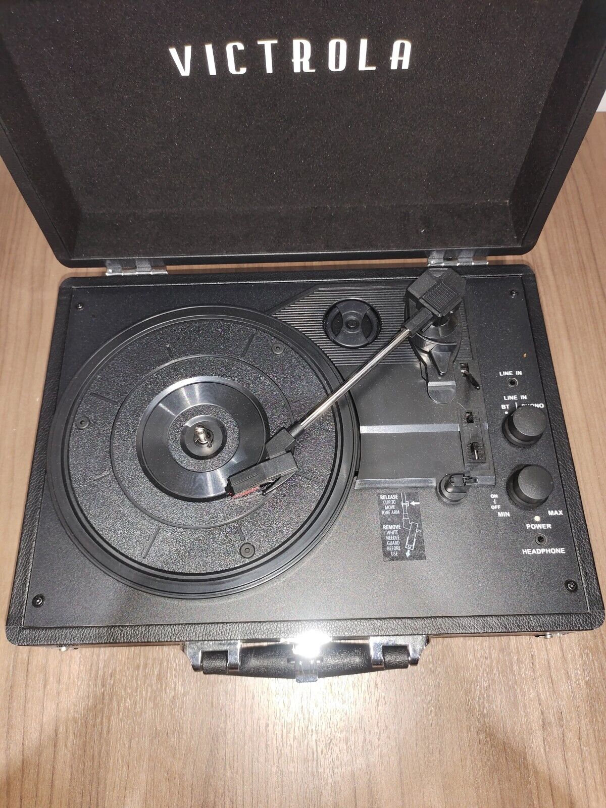 Vintage Victrola 3Speed Bluetooth Portable Suitcase Record Player - Black Velvet
