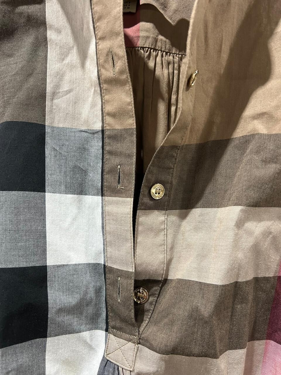 Burberry Kelsy Brown Check Cotton Belted Dress Size US 4