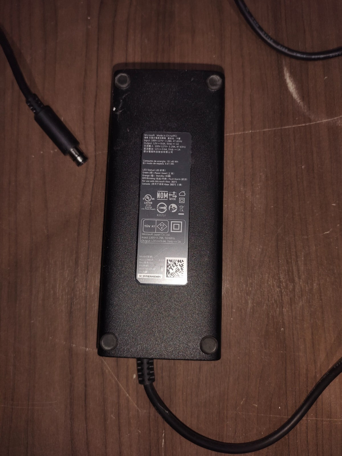 Microsoft A11-120N1A XBox 360 Slim AC Adapter Power Cable