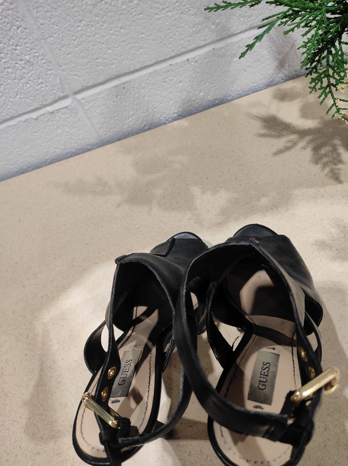 Guess Stilleto Heels women's sandals Size 6M Black leather