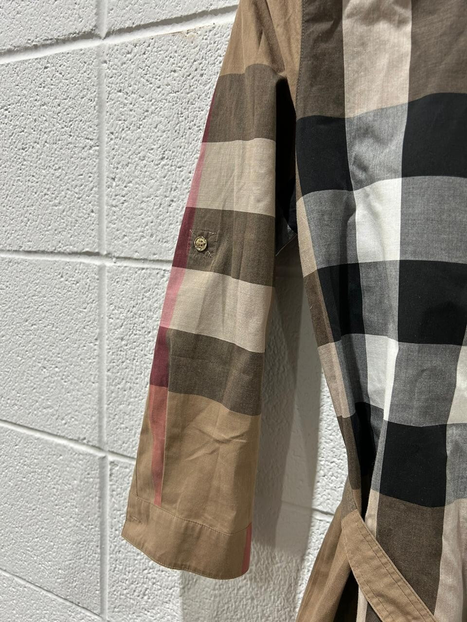 Burberry Kelsy Brown Check Cotton Belted Dress Size US 4