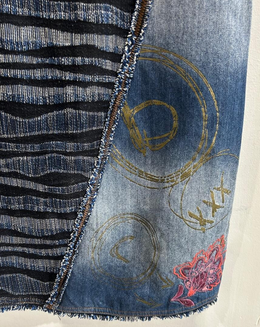Desigual Denim Dress Size S Blue Mixed Media Artsy