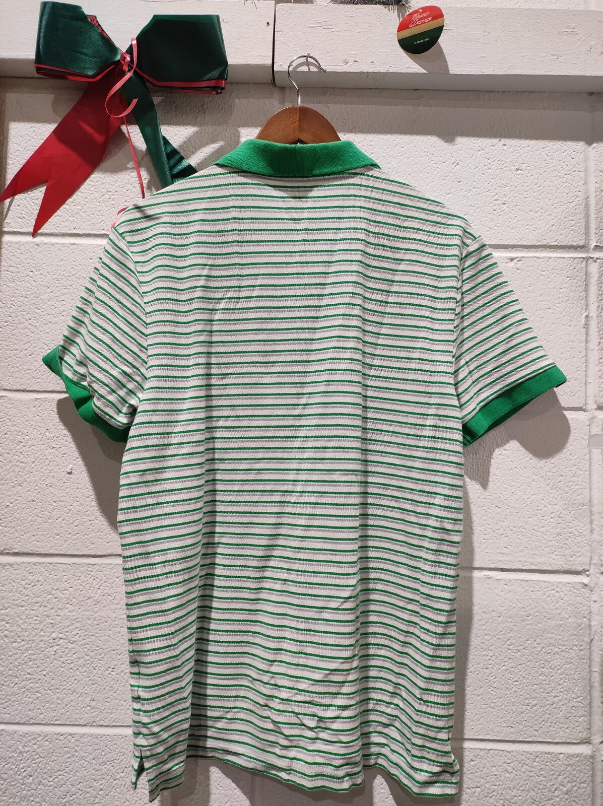 Nike Golf Standard Fit Dri-Fit Men's Green & White Striped Polo T-shirt