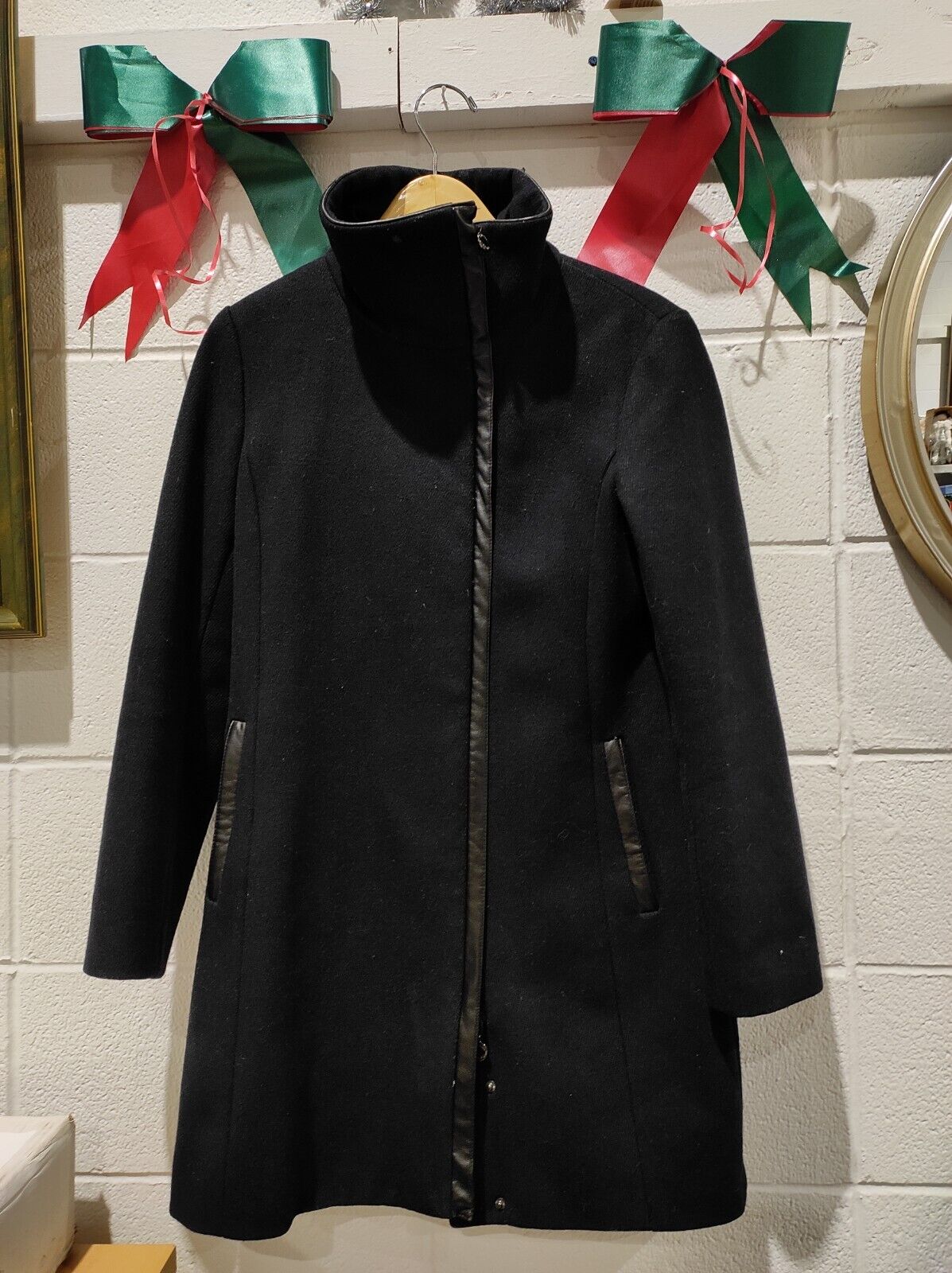 Calvin Klein Wool Blend Jacket High Fashion Size-6 Black
