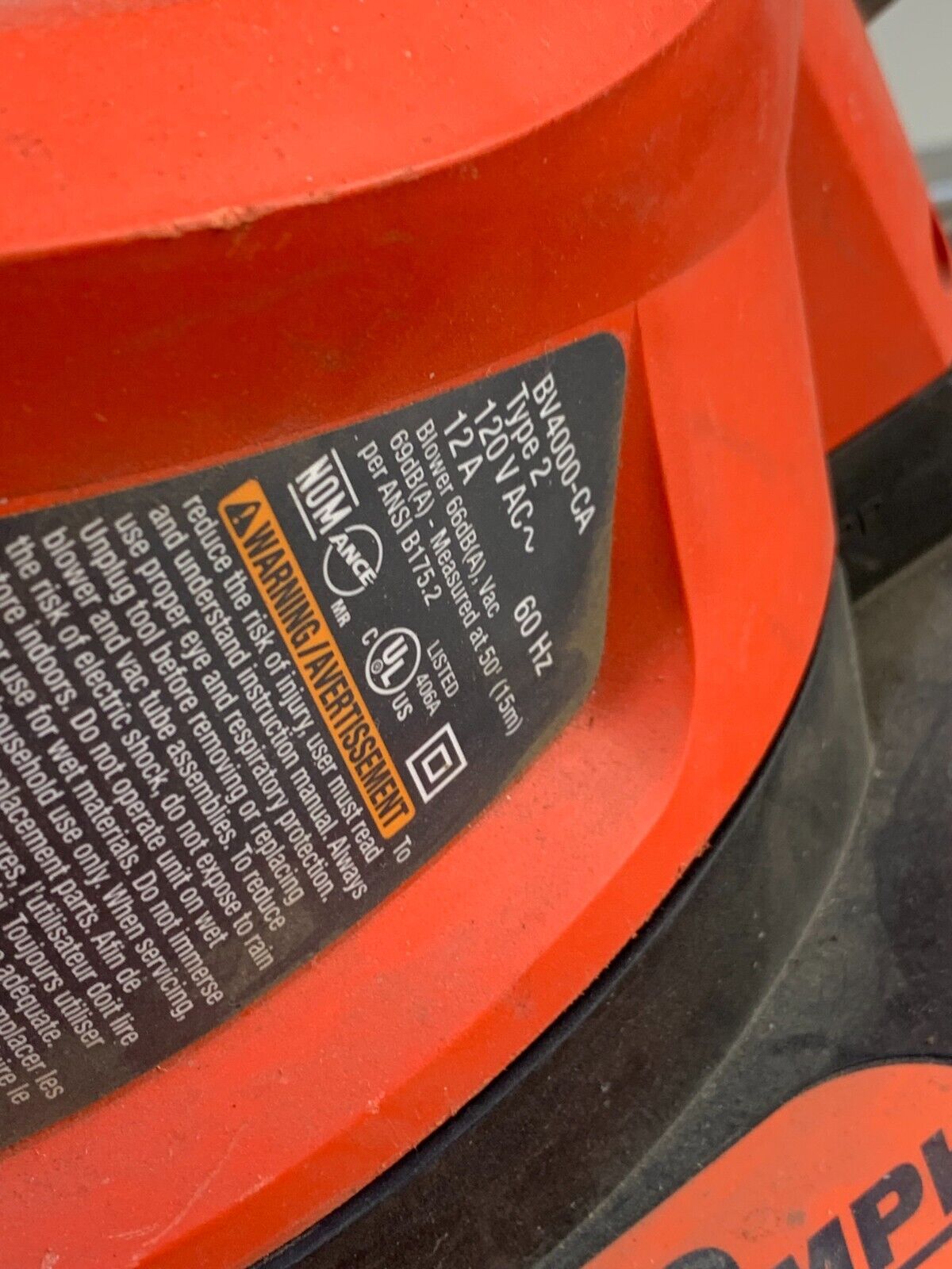 Black & Decker Electric Leaf Blower / Vac Bv4000 Leaf Hog, Head Unit Only