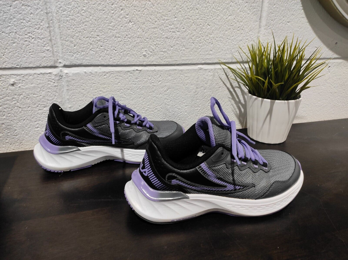 FILA Women's Suspence Trail Running Sneaker Shoes Grey/Purple US-7