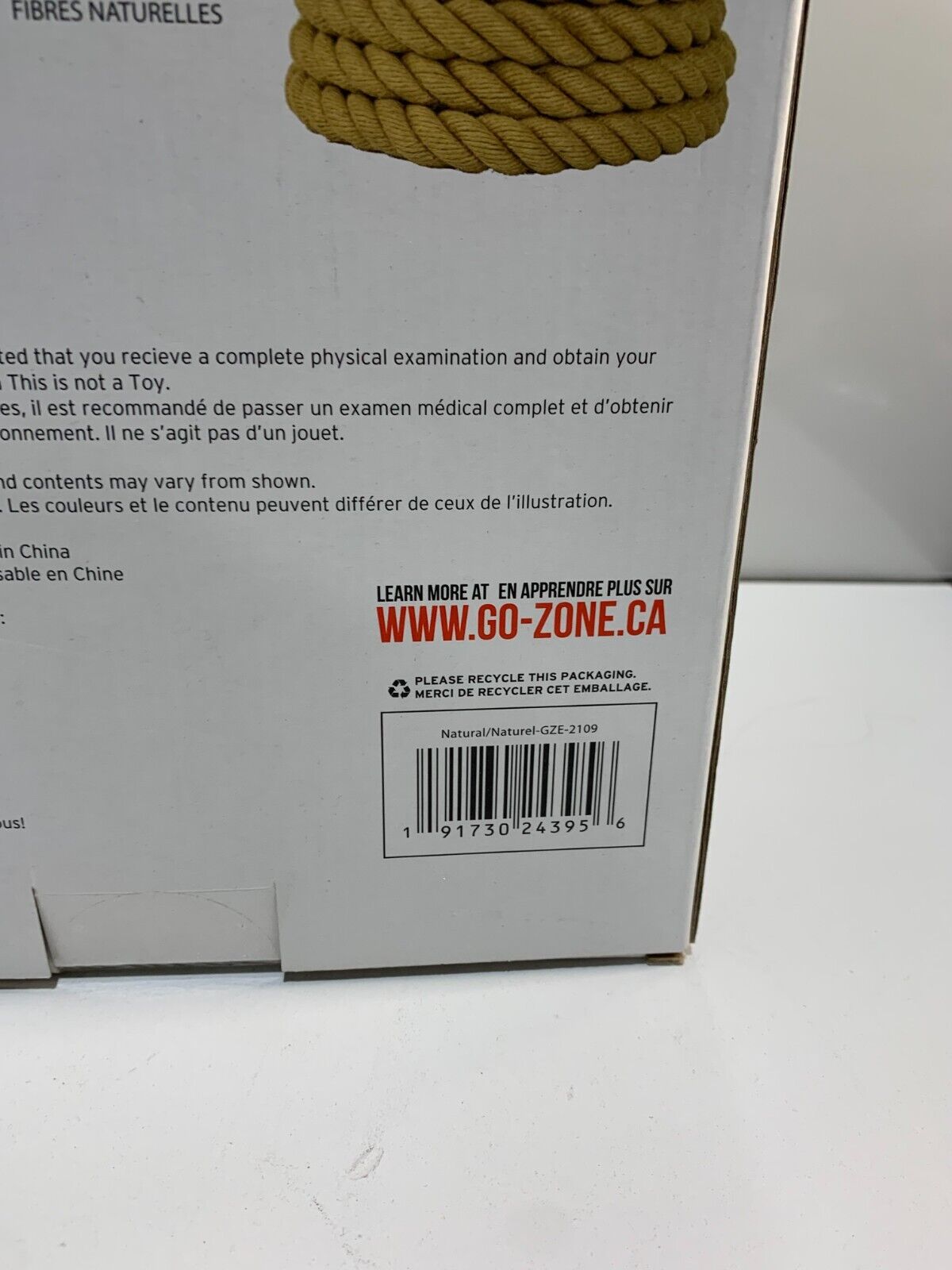 GoZone 6m Wave Rope - Natural/Black With Rubberized Handle