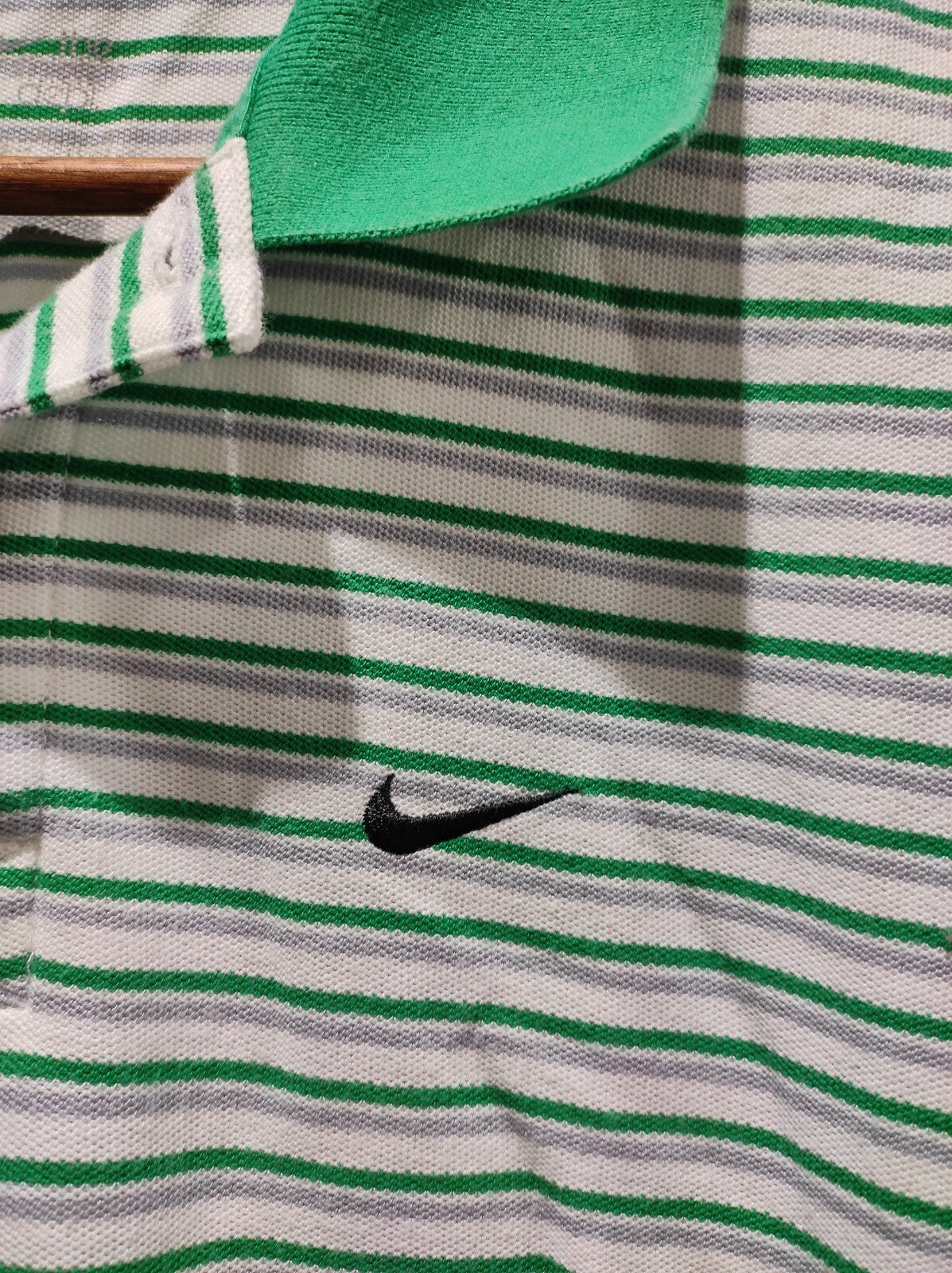 Nike Golf Standard Fit Dri-Fit Men's Green & White Striped Polo T-shirt