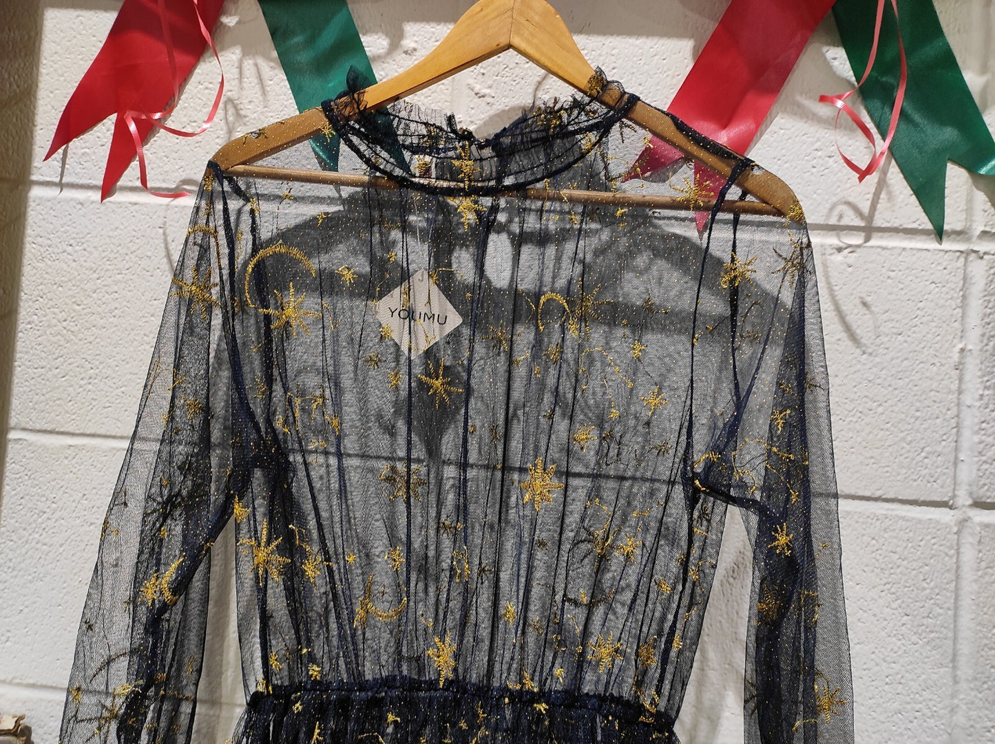 YOUMU Mesh Dress Overlay XL Black Gold