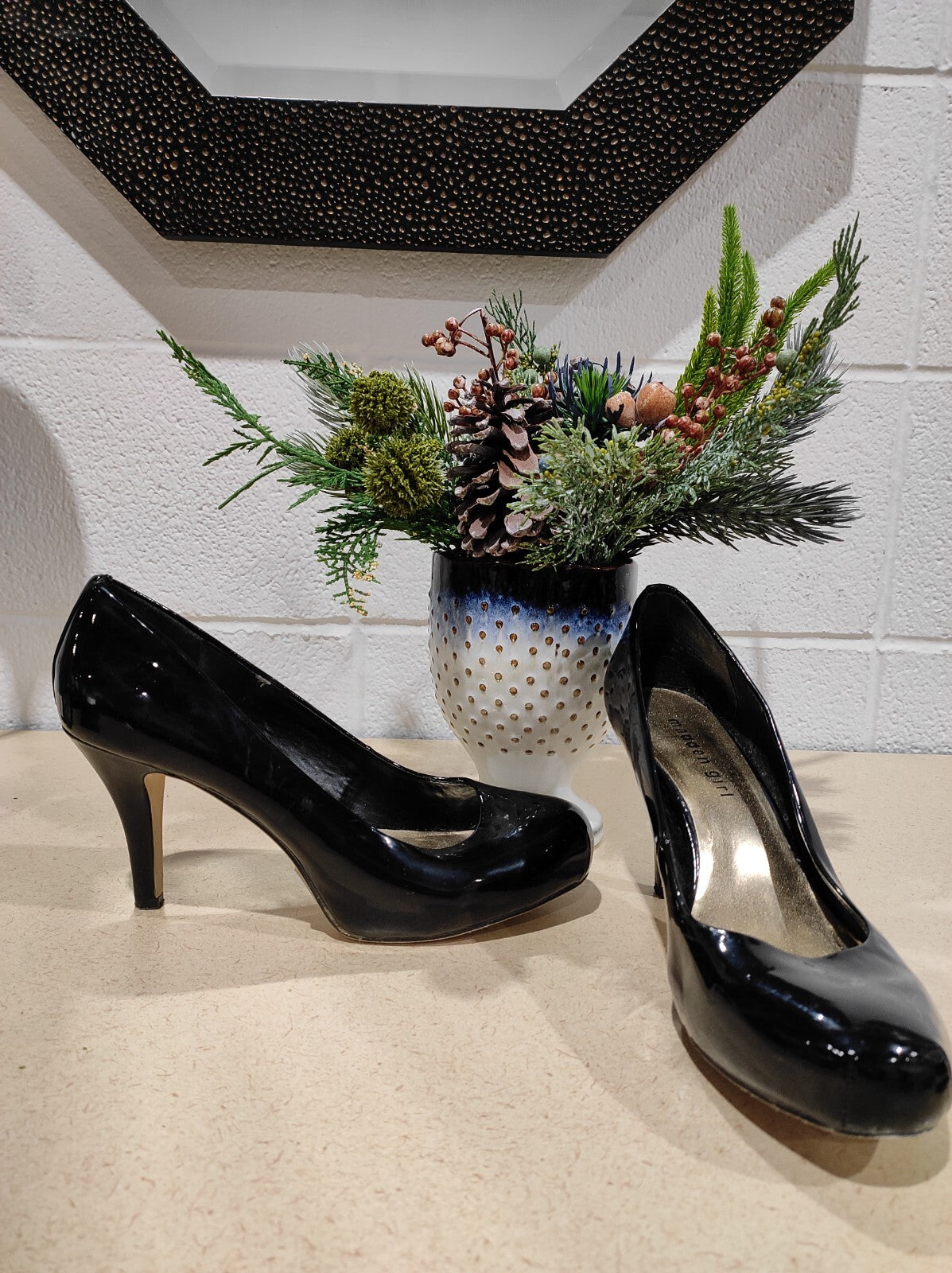Madden Girl Women's Lidia Pump High Heels Stilettos Shoes Patent Black Size- 8.5