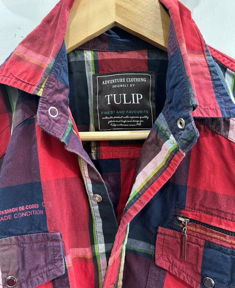 Tulip Contemporary Fit Red Plaid Shirt Women's Size S