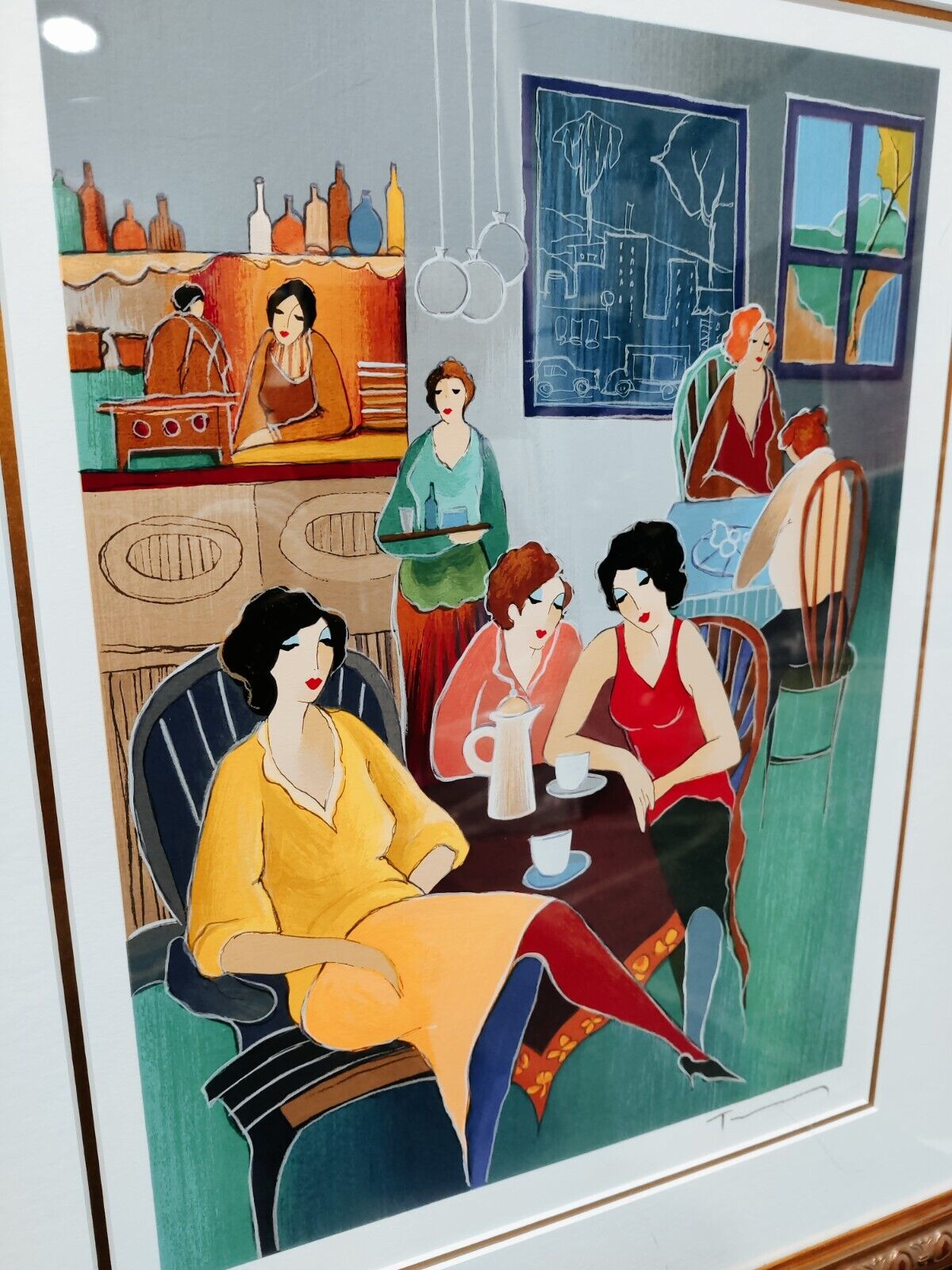 Itzchak Tarkay Serigraph "Friends to Confide In" Signed and Framed w/ Appraisal