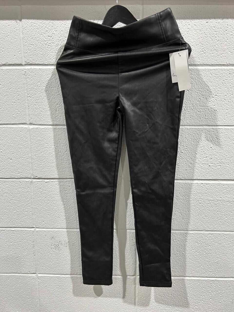 Love, Fire Women's Black Faux Leather Leggings Skinny Fit