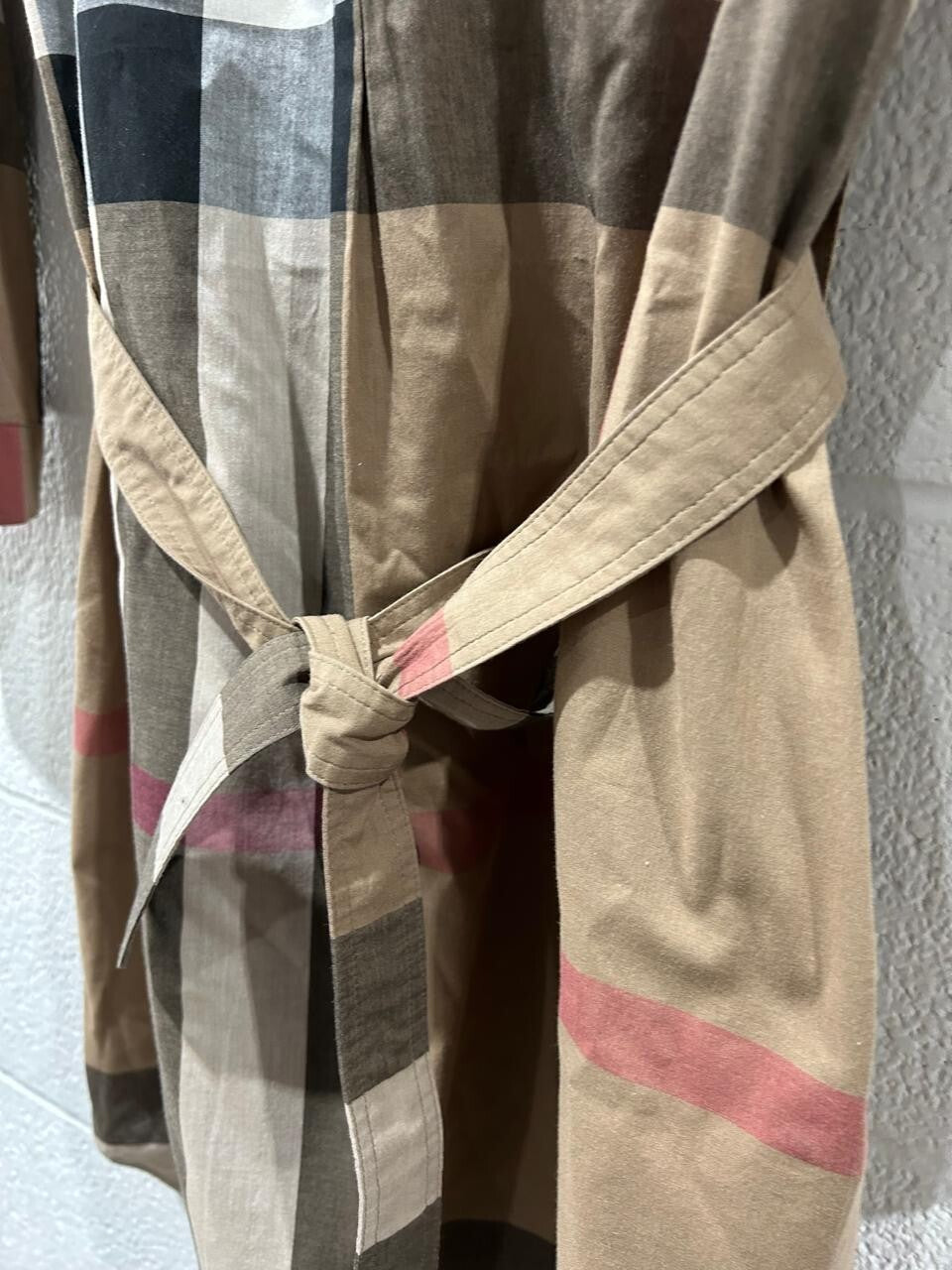 Burberry Kelsy Brown Check Cotton Belted Dress Size US 4
