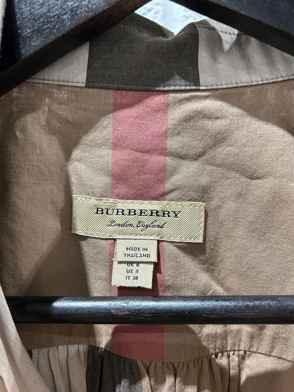 Burberry Kelsy Brown Check Cotton Belted Dress Size US 4