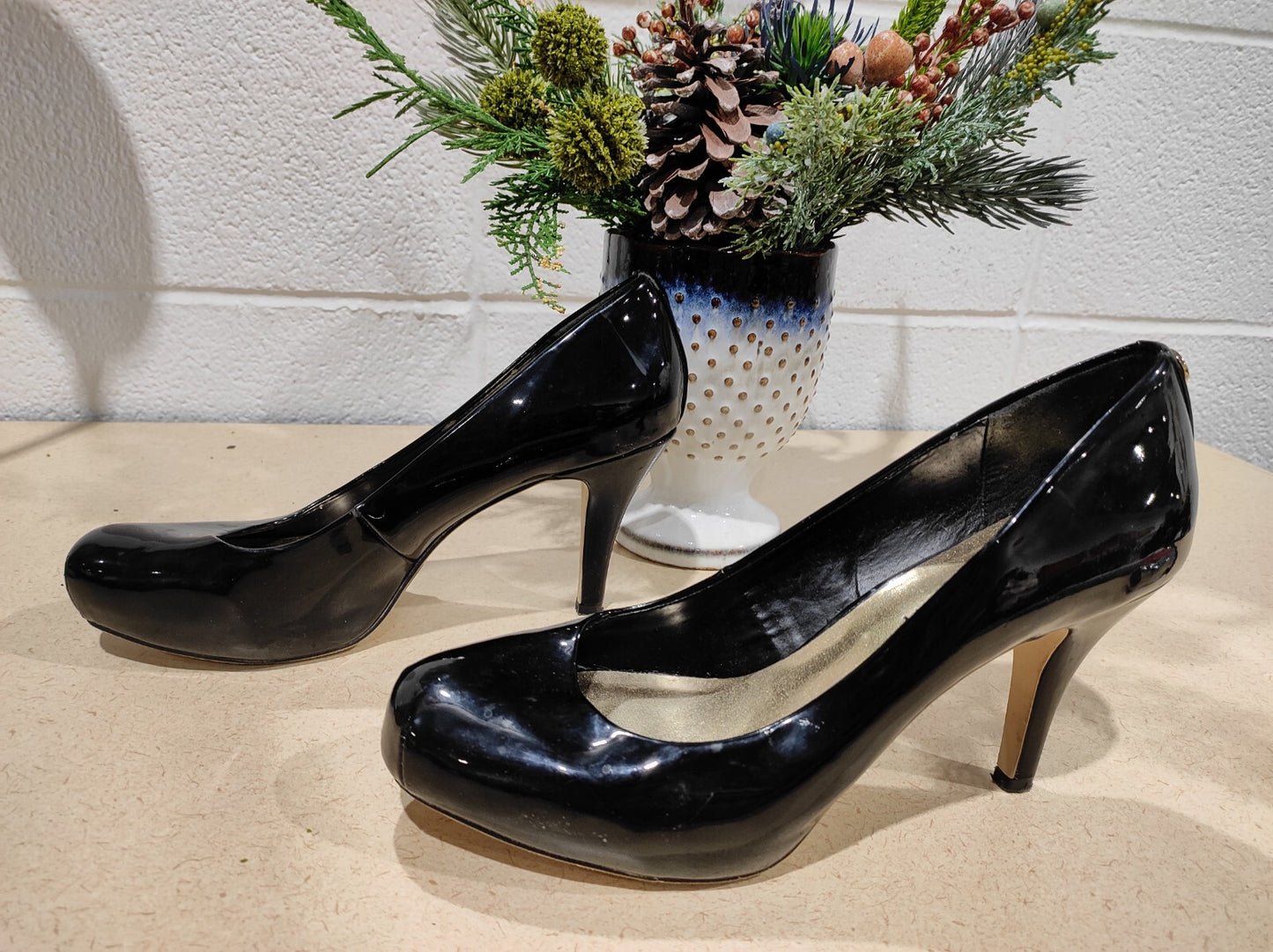Madden Girl Women's Lidia Pump High Heels Stilettos Shoes Patent Black Size- 8.5