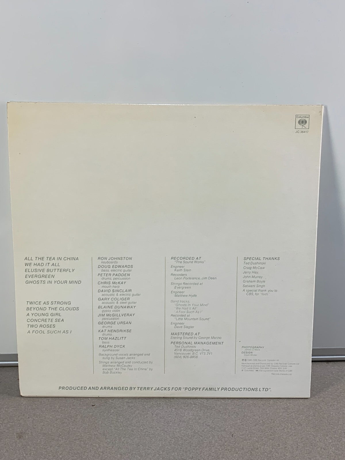 Susan Jacks - Ghosts - JC36417 Poppy Family Terry Jacks Psych pop orig 1980 lp