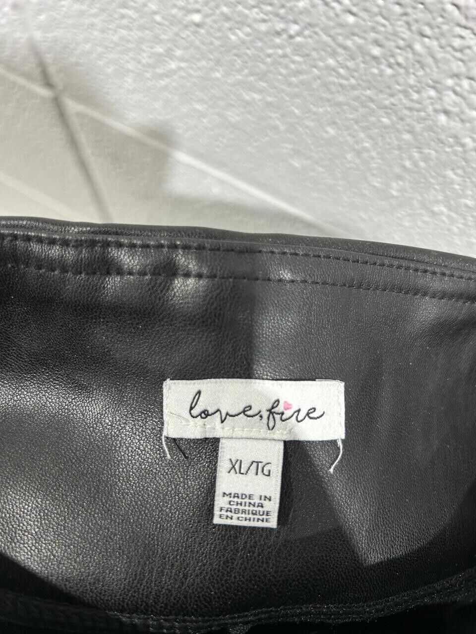 Love, Fire Women's Black Faux Leather Leggings Skinny Fit
