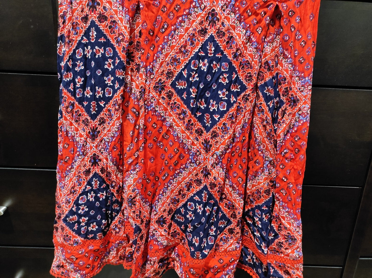 Superdry Long Red Mix Summer Dress With Tie Straps Size 4