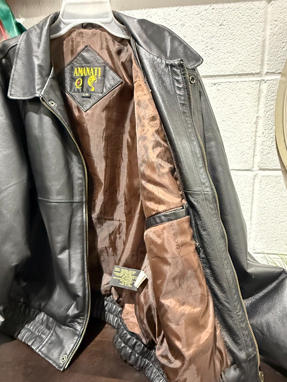 Amanati Leather Bomber JACKET Size-L
