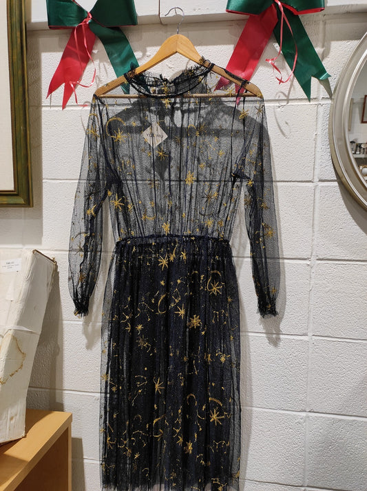 YOUMU Mesh Dress Overlay XL Black Gold