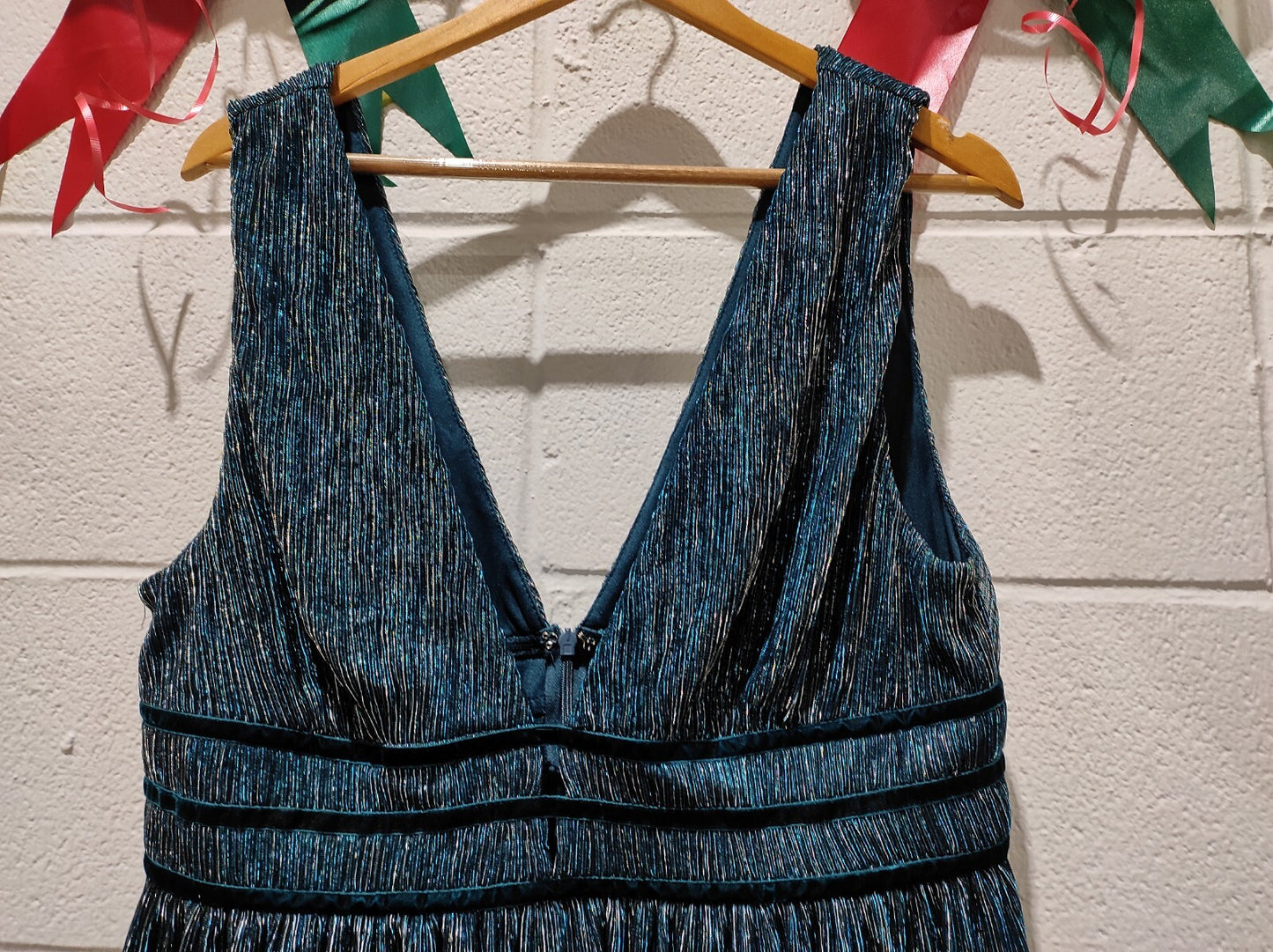 NWT Lulus Smokeshow Teal Metallic Mini Dress Skater Cocktail Party Size XL